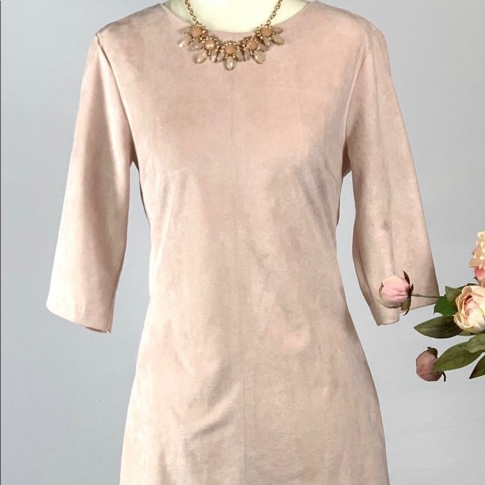 PIT AMSTERDAM Pink suede mid dress
